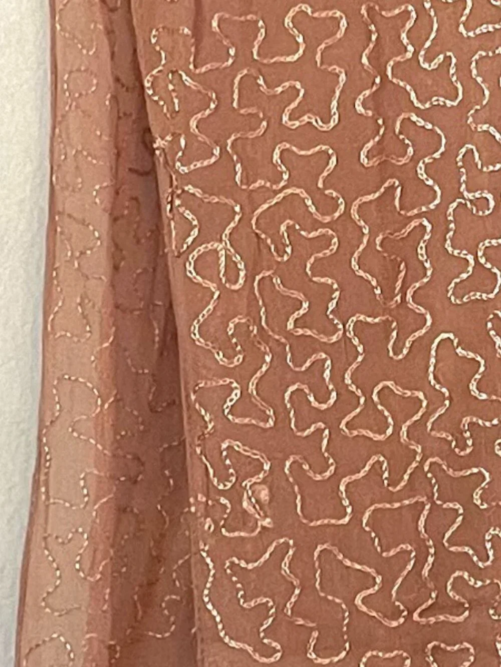 Dusty Rose Scarf with Abstract Wavy Pattern